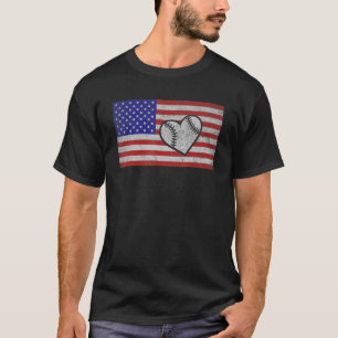 Usa Flag Team Softball Player 4th Of July Vintage T-Shirt