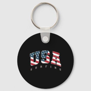 Usa Flag Team Surf Support Athlete Surfing Women K Key Ring