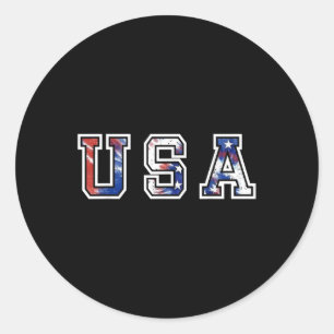 Usa Flag Tee Shirt For Women 4th Of July Memorial Classic Round Sticker