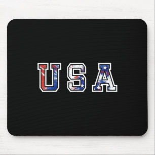 Usa Flag Tee Shirt For Women 4th Of July Memorial Mouse Mat