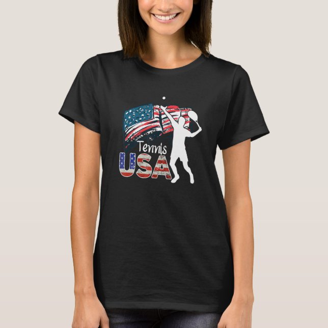 USA flag tennis, US flag tennis, tennis, tennis T-Shirt (Front)