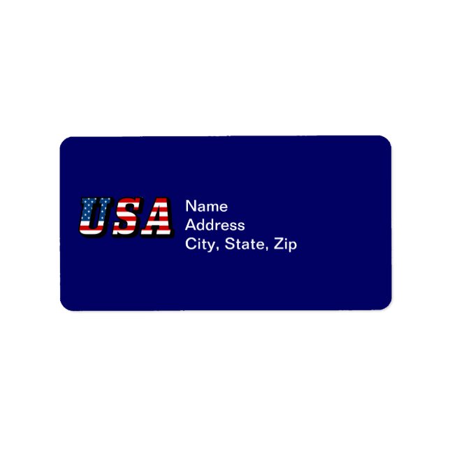 USA Flag Text Address Labels (Front)