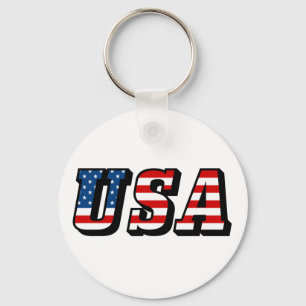 USA Flag Text Key Ring