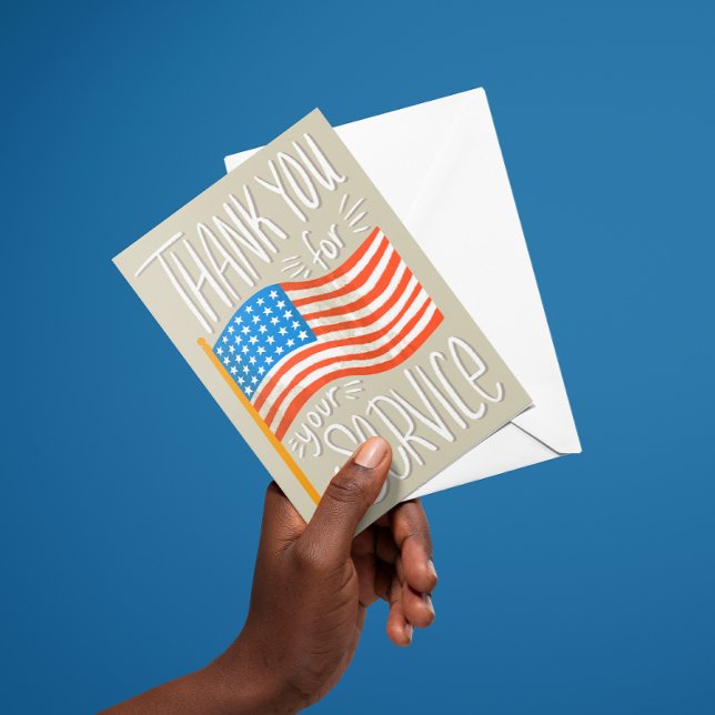 USA Flag Thank You for Your Service Card (patriotic thank you for your service USA military card)