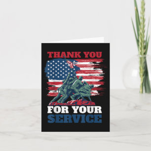 Usa Flag Thank You For Your Service - Veterans Card
