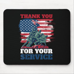 Usa Flag Thank You For Your Service - Veterans Mouse Mat