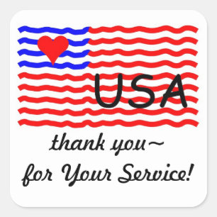 USA FLAG -thank you LOVE sticker
