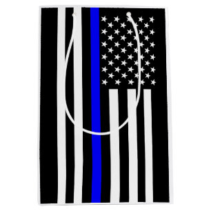 USA Flag The Thin Blue Line Theme Medium Gift Bag