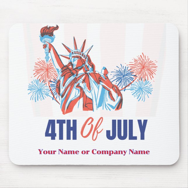 USA Flag Theme Custom 4th of July Business Mouse Mat (Front)