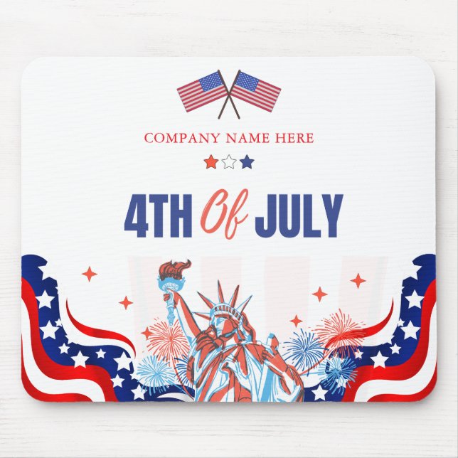 USA Flag Theme Custom 4th of July Business Mouse Mat (Front)