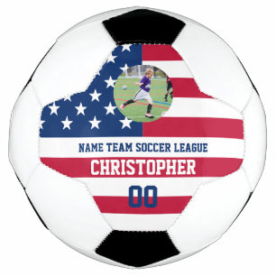 USA flag theme player photo & player name & number Football