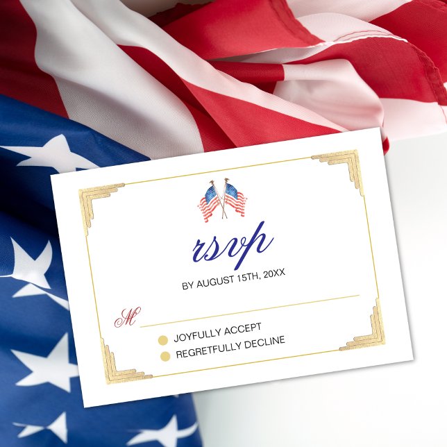 USA Flag Themed Minimalist Wedding Response Card (Creator Uploaded)