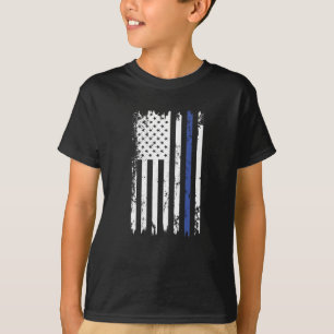USA Flag - Thin blue line T-Shirt