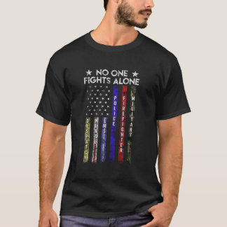 Usa Flag Thin Line Military Police Nurse No-One Fi T-Shirt