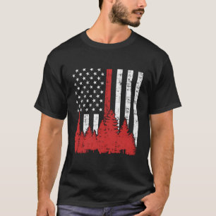 Usa Flag Thin Red Line Forest Fire Wildland Firefi T-Shirt