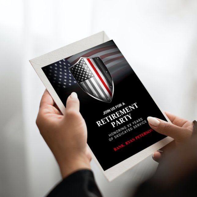 USA Flag | Thin Red Line Shield | Black Invitation (Creator Uploaded)