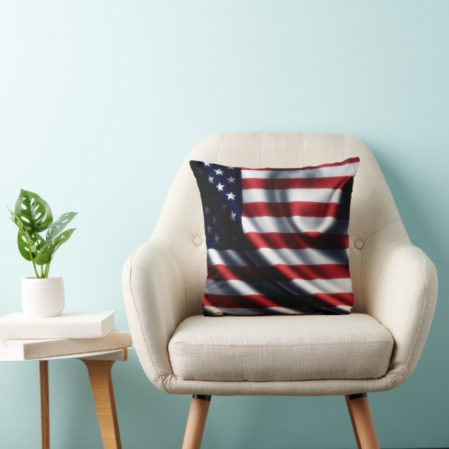 USA Flag Throw Pillow (Chair)
