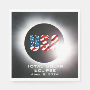 USA FLAG Total solar eclipse April 8, 2024 Napkin