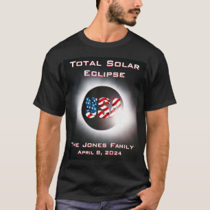 USA FLAG Total solar eclipse April 8, 2024 T-Shirt