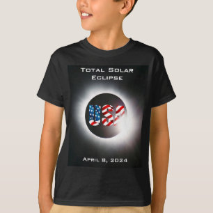 USA FLAG Total solar eclipse April 8, 2024 T-Shirt