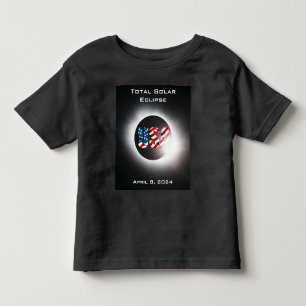 USA FLAG Total solar eclipse April 8, 2024 Toddler T-Shirt