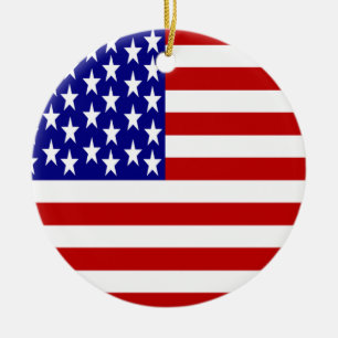 USA Flag Totally Printed Ceramic Tree Decoration