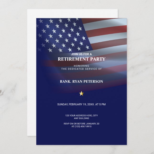 USA Flag | Transparent | Blue Invitation (Front/Back)