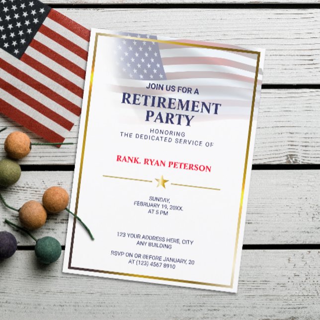 USA Flag | Transparent | Gold Frame | Luxury White Invitation (Creator Uploaded)