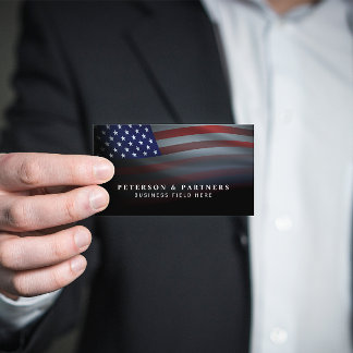 USA Flag | Transparent Gradation | Black Business Card