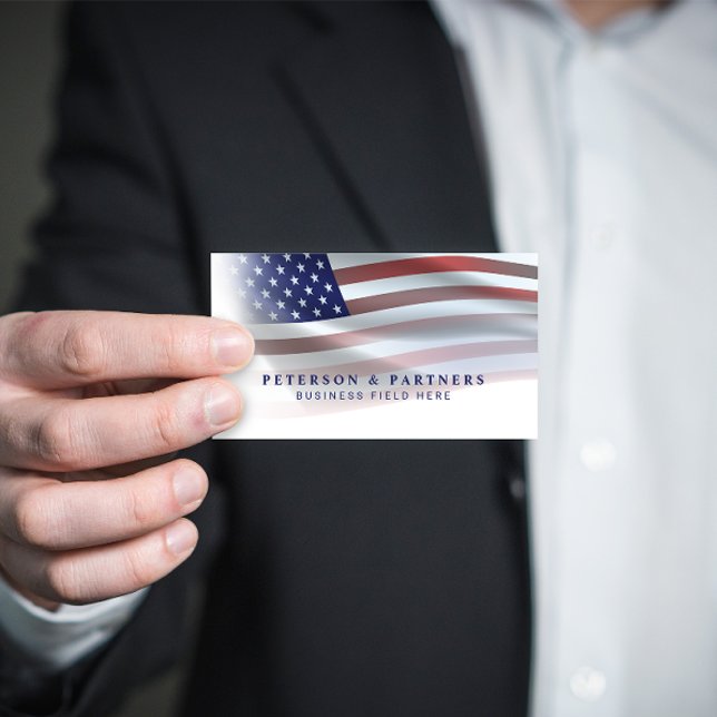 USA Flag | Transparent Gradation | White Business Card (Creator Uploaded)