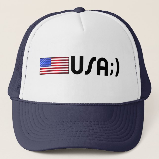 'USA ;) flag' Trucker Hat (Front)