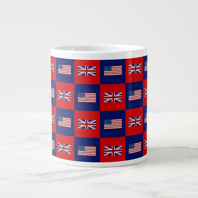 USA Flag & UK Flag Pattern Large Coffee Mug (Front)