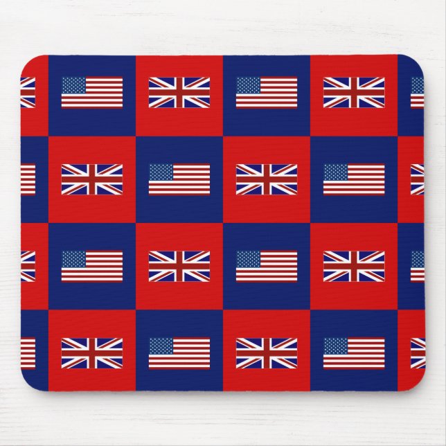 USA Flag & UK Flag Pattern Mouse Mat (Front)