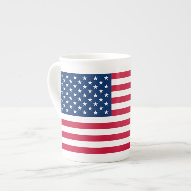 USA Flag - United States of America - Patriotic - Bone China Mug (Front Left)