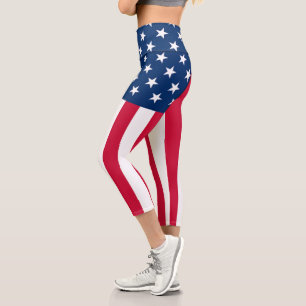 USA Flag - United States of America - Patriotic - Capri Leggings