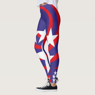 USA FLAG VERS AMERIKCA STARS By Masanser Pixelat Leggings