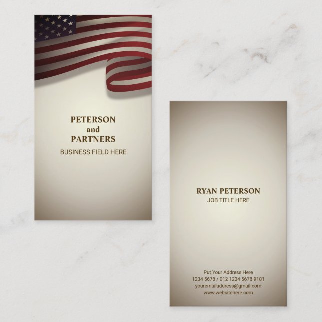USA Flag | Vertical | Vintage Background Business Card (Front/Back)