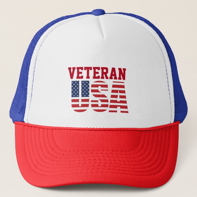 USA Flag Veteran Trucker Hat (Front)