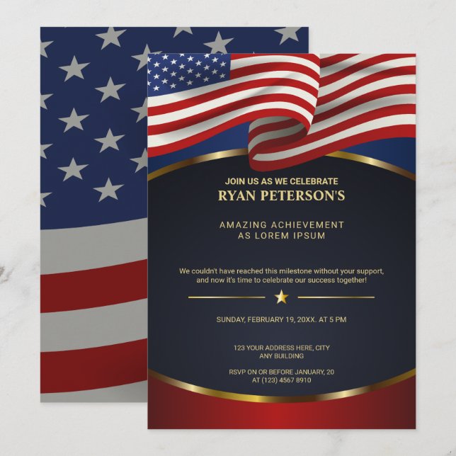 USA Flag | Victory Promotion Achievement | Black Invitation (Front/Back)