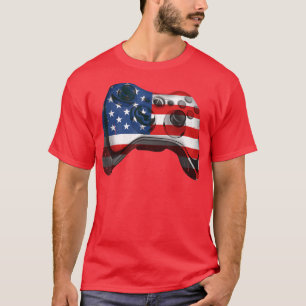 USA Flag Video Game Ball Sport Lover Family Kids 4 T-Shirt