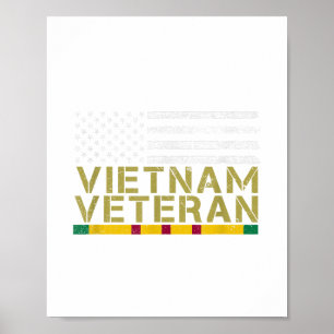 Usa Flag Vietnam Veteran - Old Man Vietnam War Vet Poster