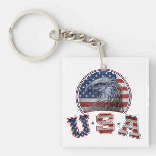 USA Flag Vintage American Eagle American Flag Key Ring