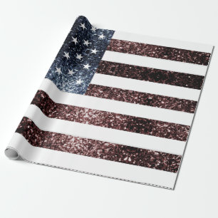 USA flag vintage red blue sparkles glitters Wrapping Paper