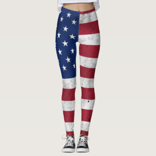 USA flag vintage red white blue America patriotic Leggings