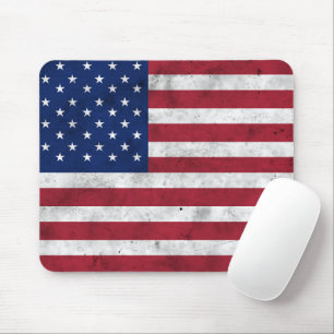 USA flag vintage red white blue America patriotic Mouse Mat