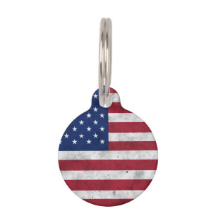 USA flag vintage red white blue America patriotic Pet Tag