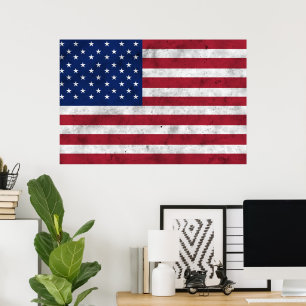 USA flag vintage red white blue America patriotic Poster