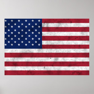 USA flag vintage red white blue America patriotic Poster