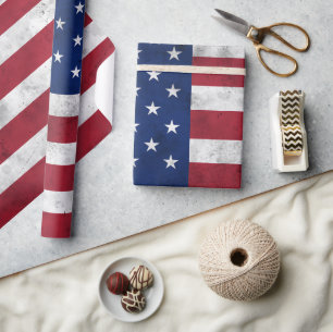 USA flag vintage red white blue America patriotic Wrapping Paper