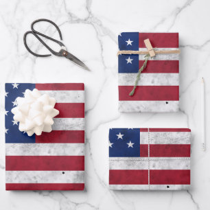 USA flag vintage red white blue America patriotic Wrapping Paper Sheet